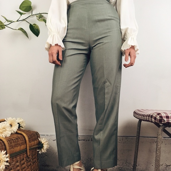 Topshop Pants - Vintage Muted Green Trouser